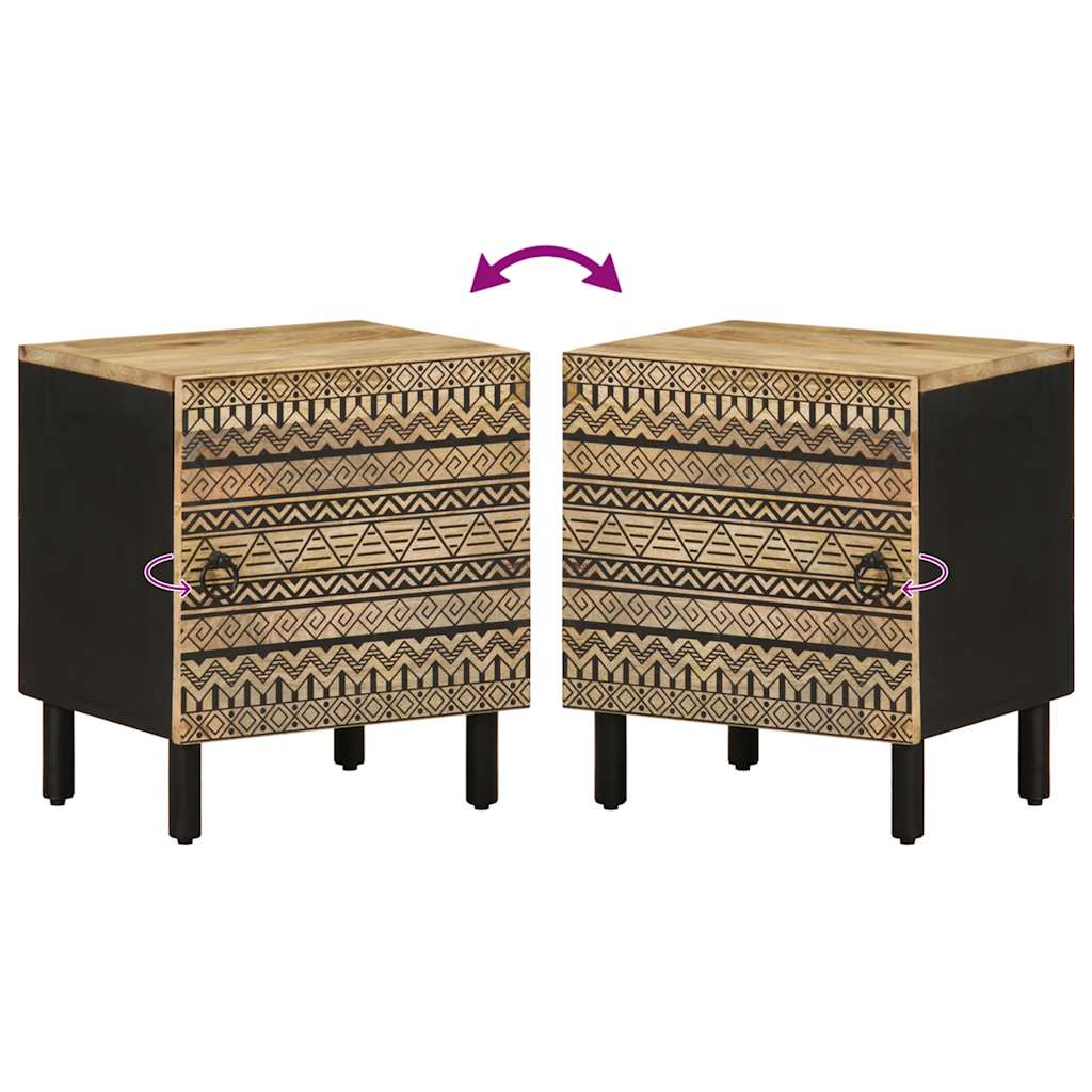 Bedside table 40x33.5x46 cm solid rough mango wood