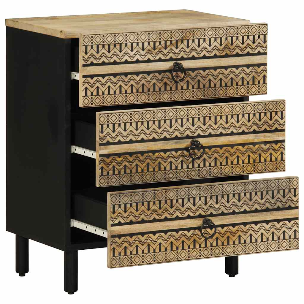 Bedside table 50x33x62cm solid rough mango wood black