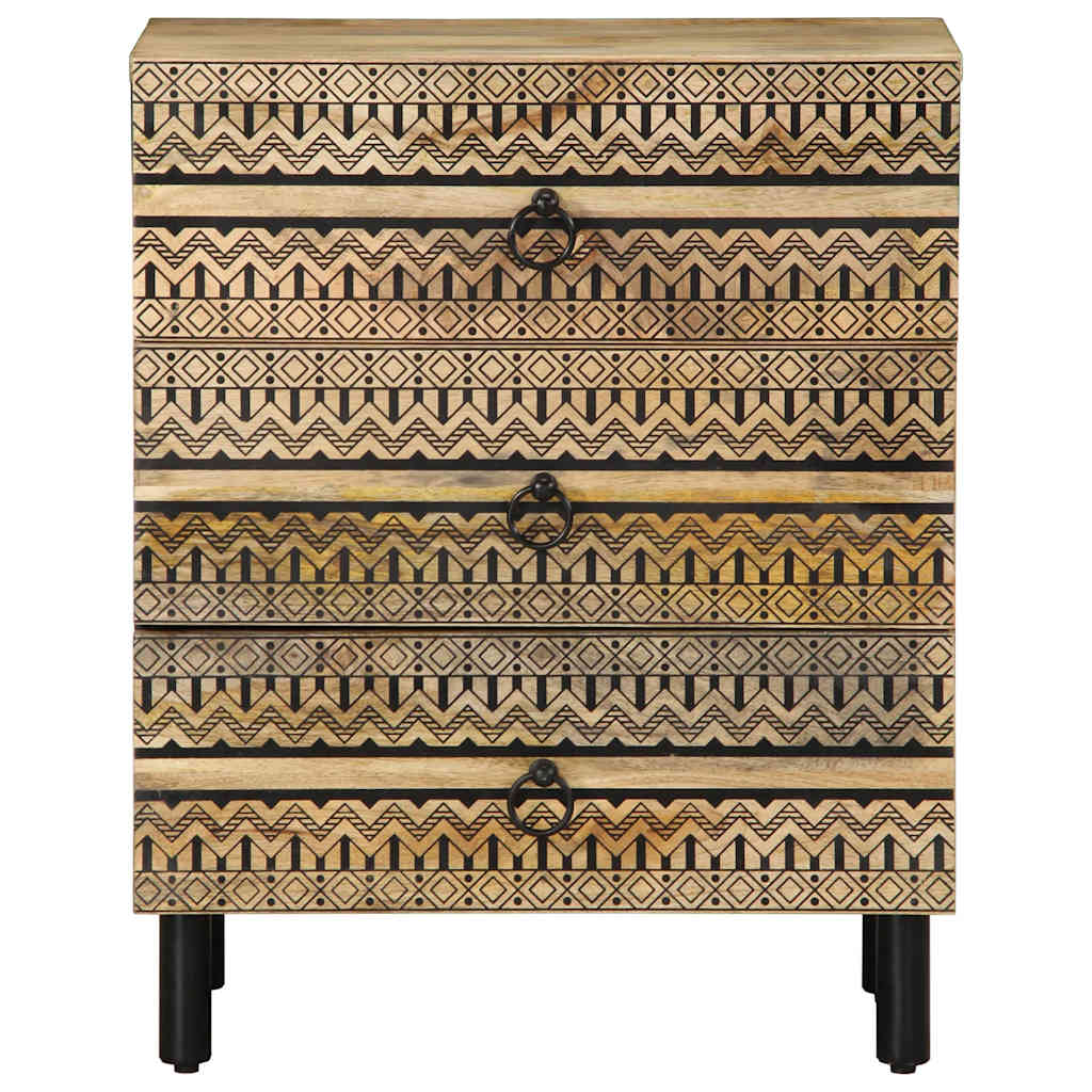 Bedside table 50x33x62cm solid rough mango wood black