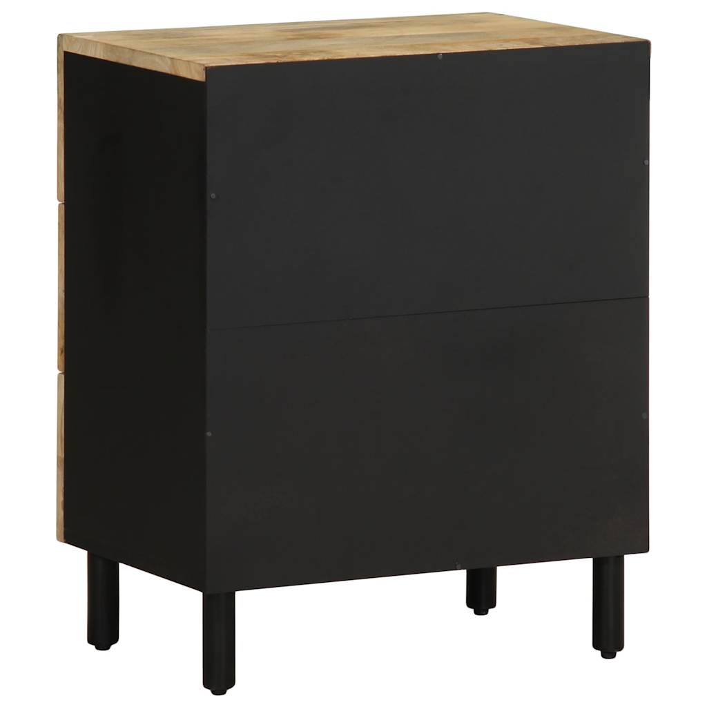 Bedside table 50x33x62cm solid rough mango wood black