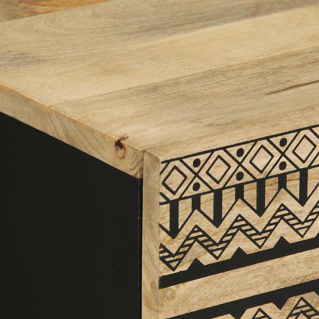 Bedside table 50x33x62cm solid rough mango wood black