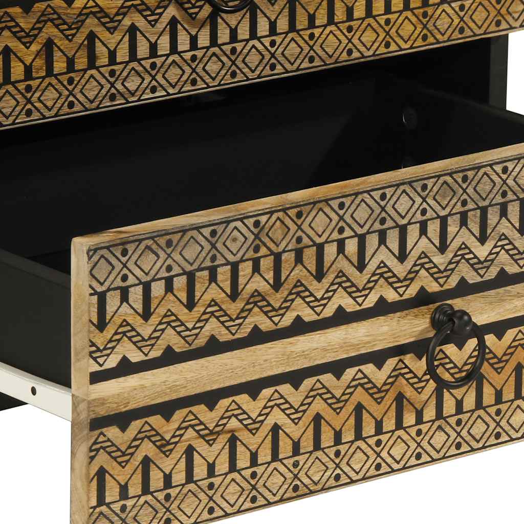 Bedside table 50x33x62cm solid rough mango wood black