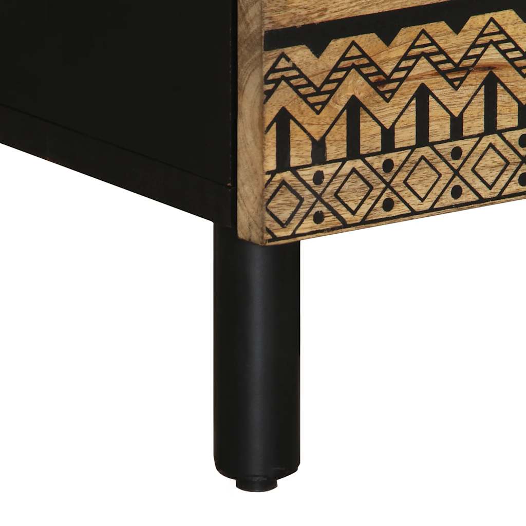 Bedside table 50x33x62cm solid rough mango wood black