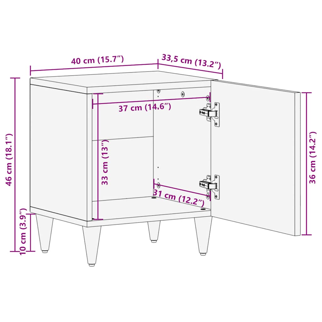 Bedside tables 2 pcs 40x33.5x46 cm solid mango wood