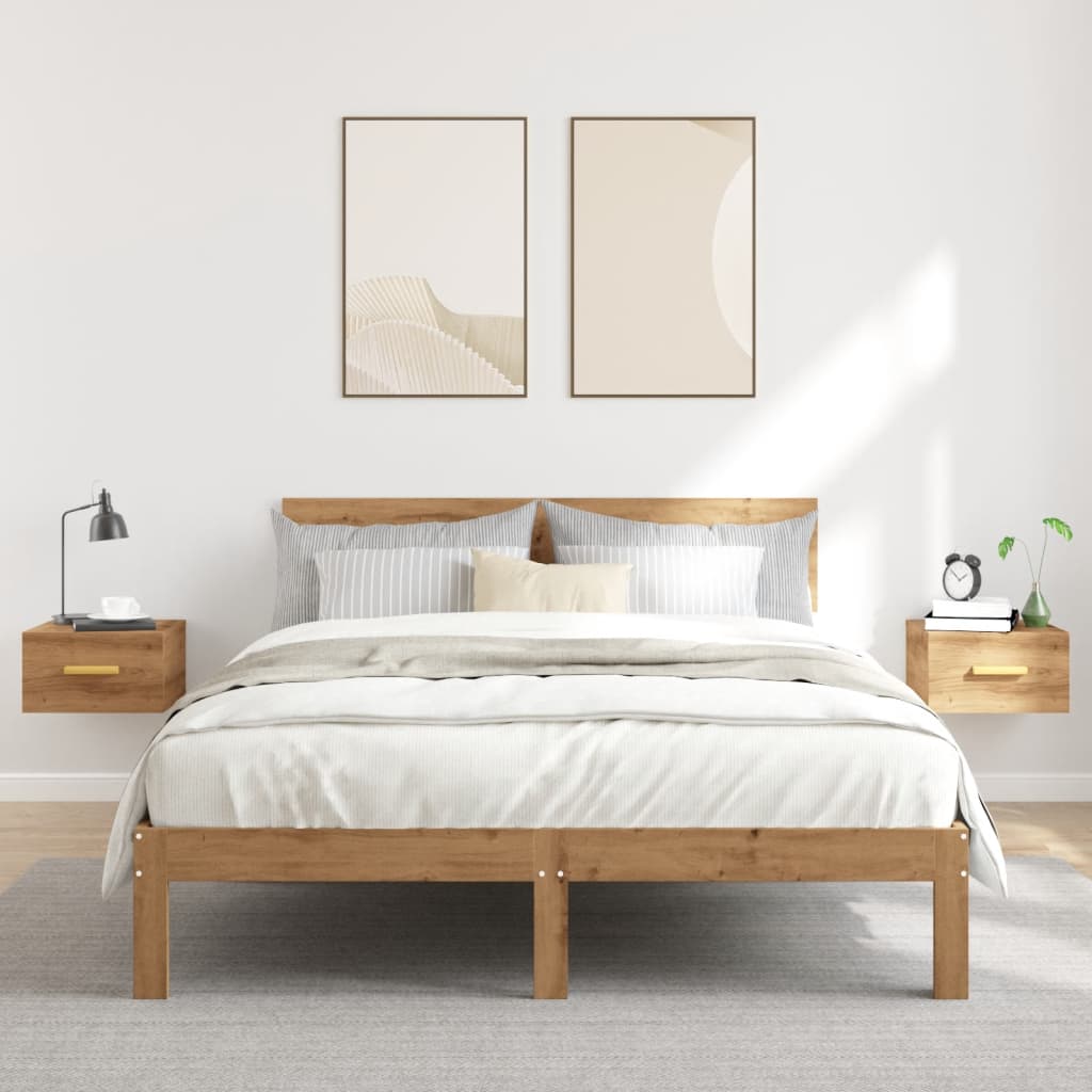 Wall mounted bedside tables 2pcs 35x35x20cm artisian oak