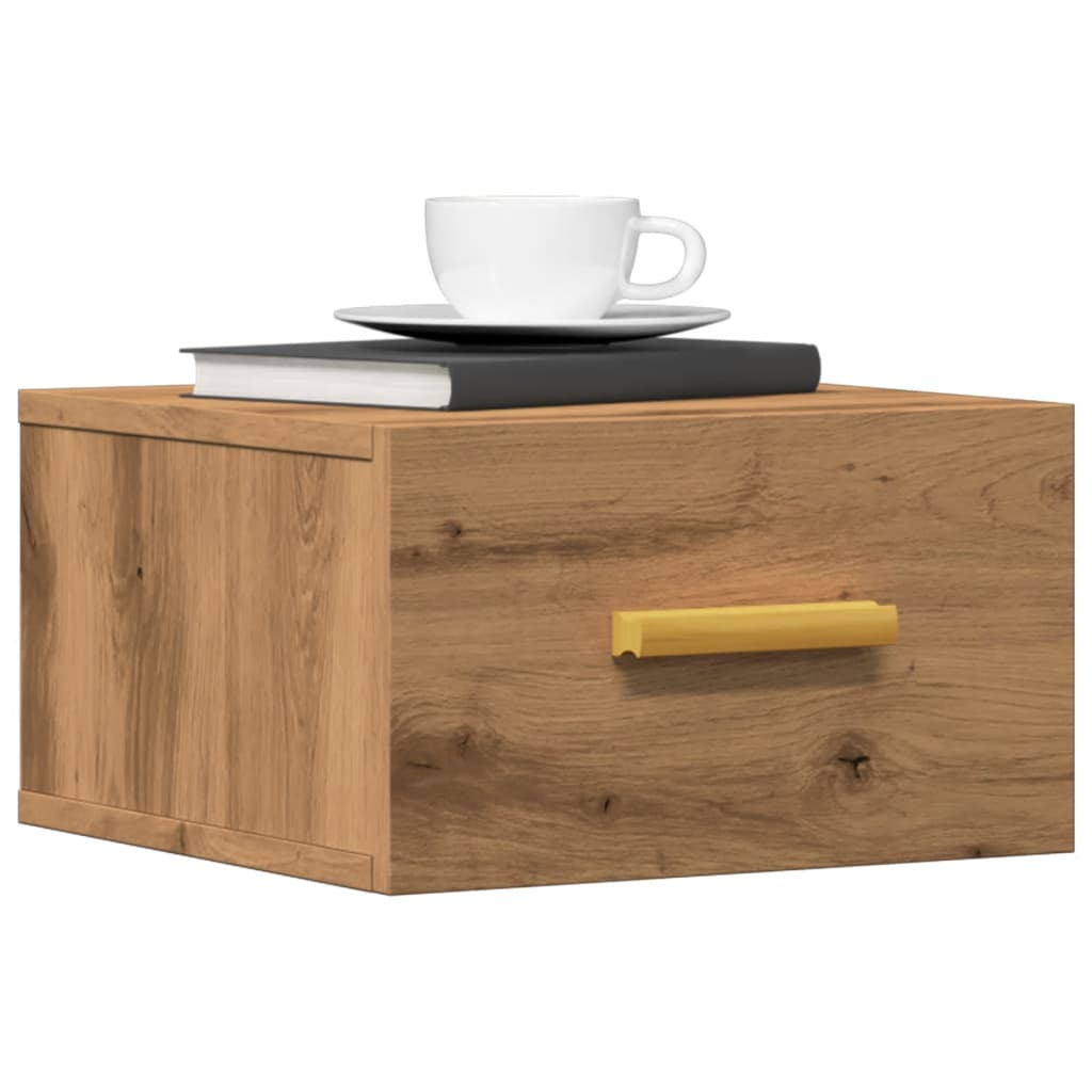 Wall mounted bedside tables 2pcs 35x35x20cm artisian oak