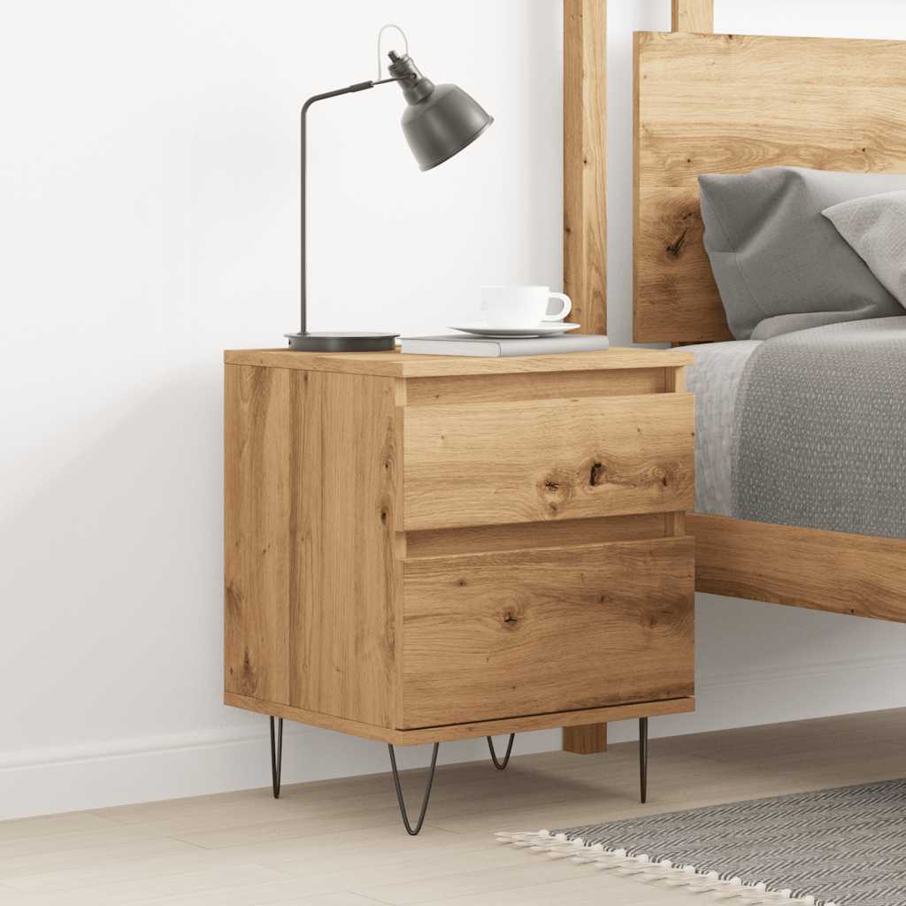 Bedside table 40x35x50 cm derived from artisanal oak wood