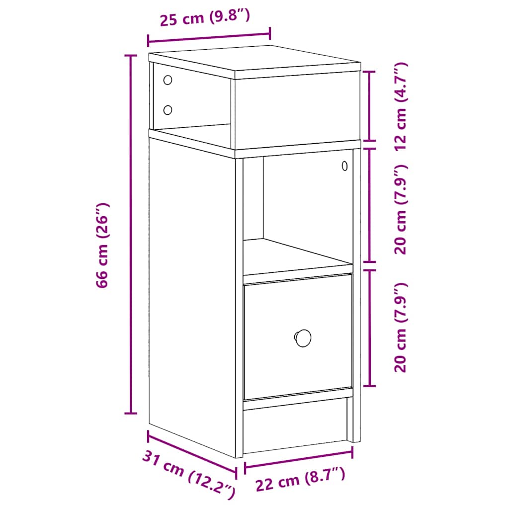 Mesas de cabeceira 2 pcs com gaveta 25x31x66 cm branco