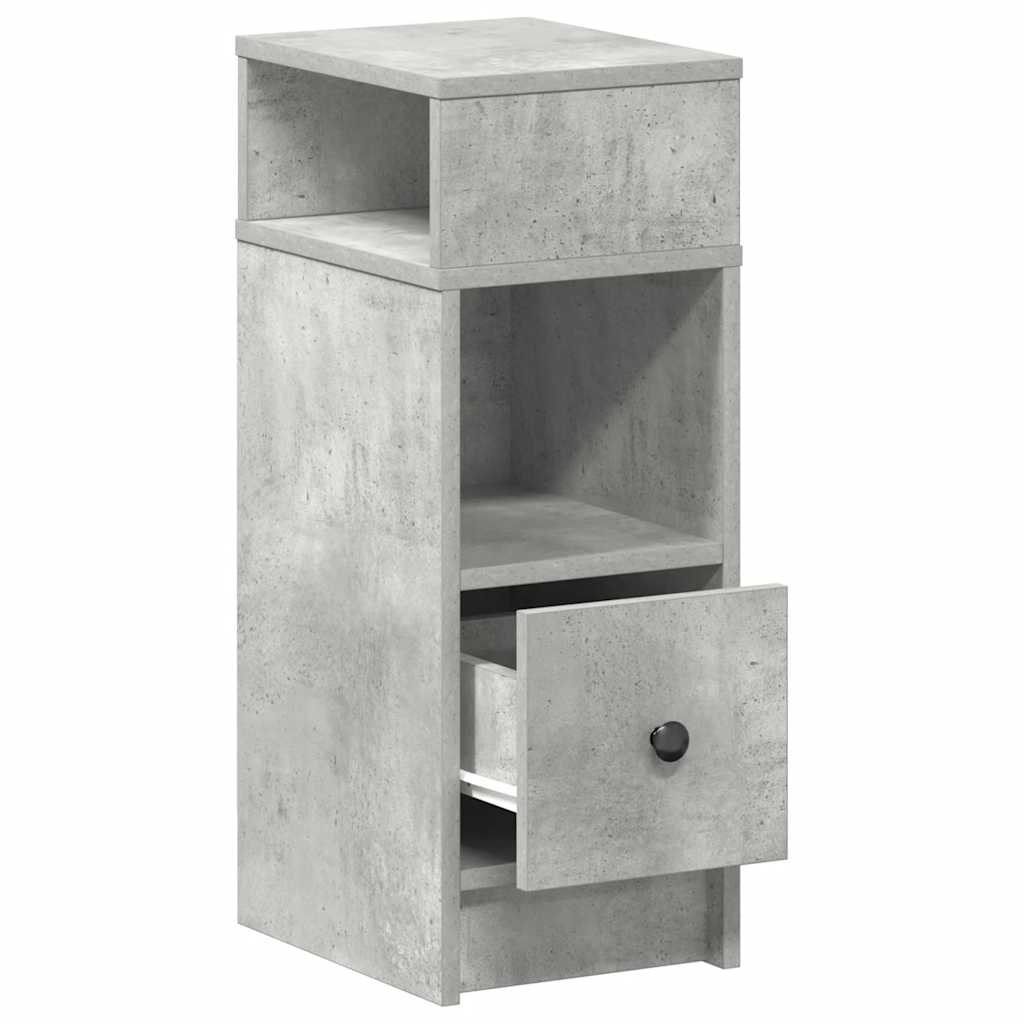 Mesa de cabeceira com gaveta 25x31x66 cm cinzento cimento