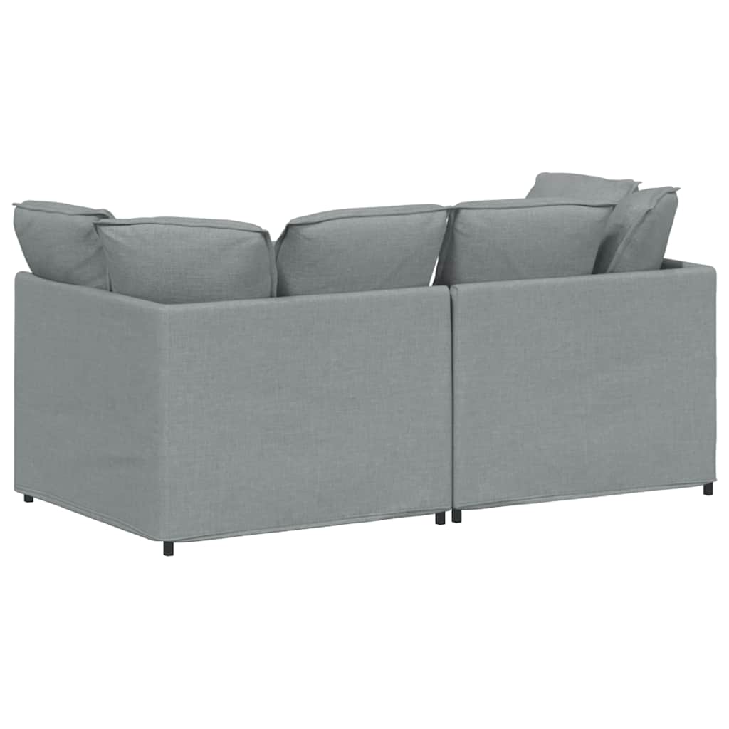 Sofá modular com almofadas tecido cinzento-claro