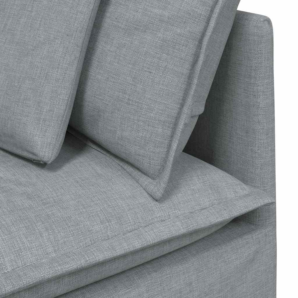 Sofá modular com almofadas tecido cinzento-claro