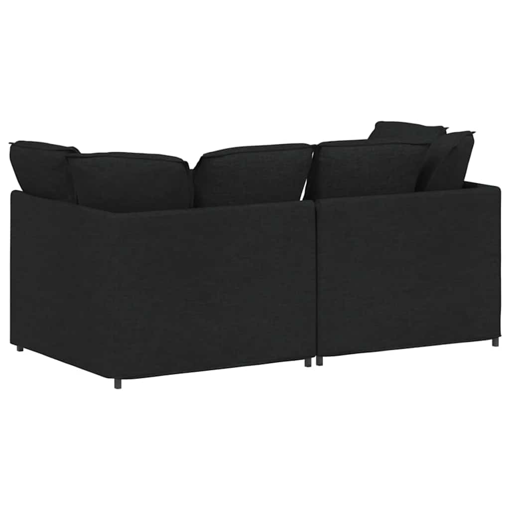 Sofá modular com almofadas tecido preto