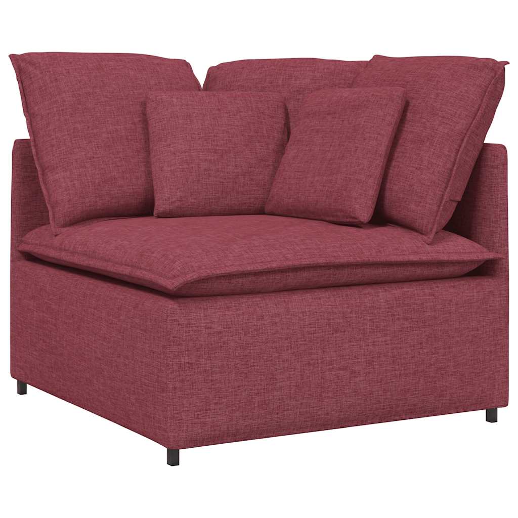 Sofá modular com almofadas tecido vermelho tinto