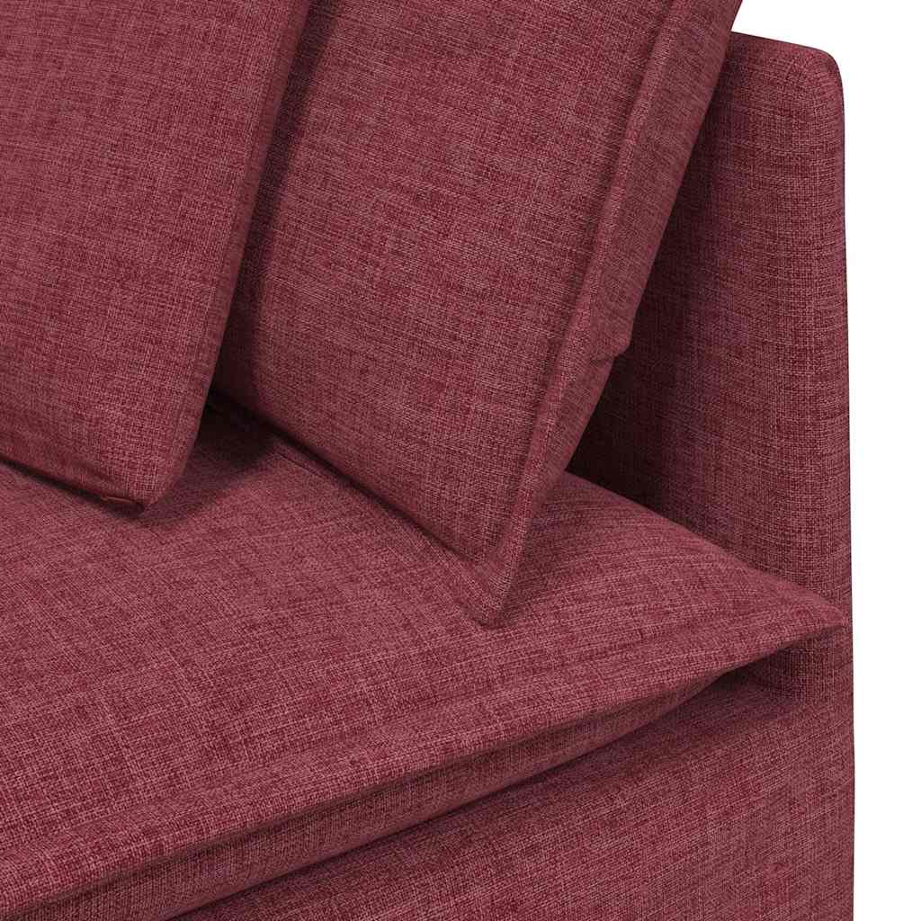 Sofá modular com almofadas tecido vermelho tinto