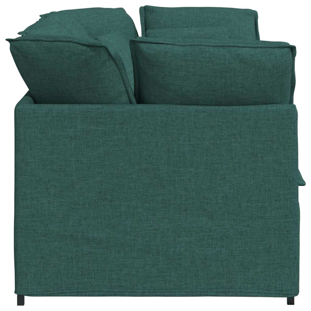 Sofá modular com almofadas tecido verde-escuro