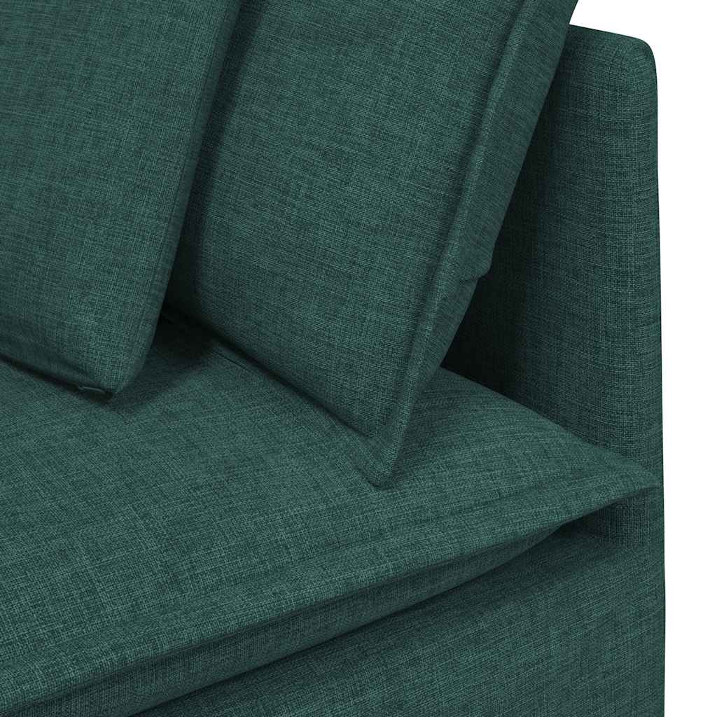 Sofá modular com almofadas tecido verde-escuro