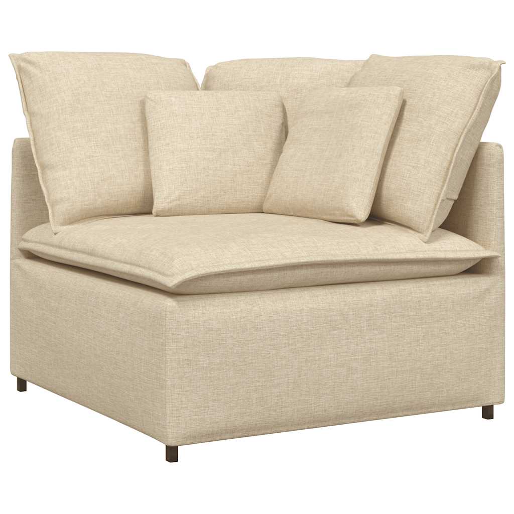 Sofá modular com almofadas tecido creme