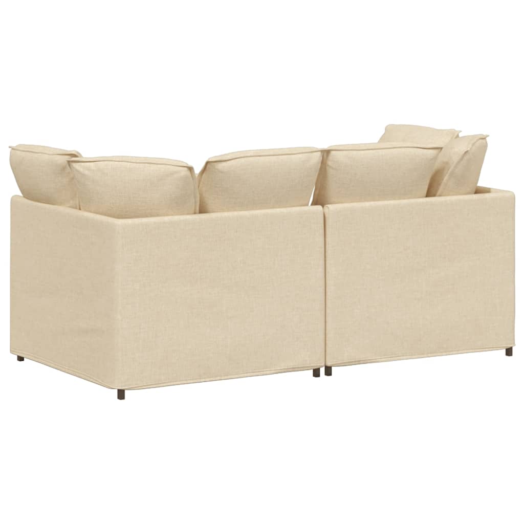 Sofá modular com almofadas tecido creme