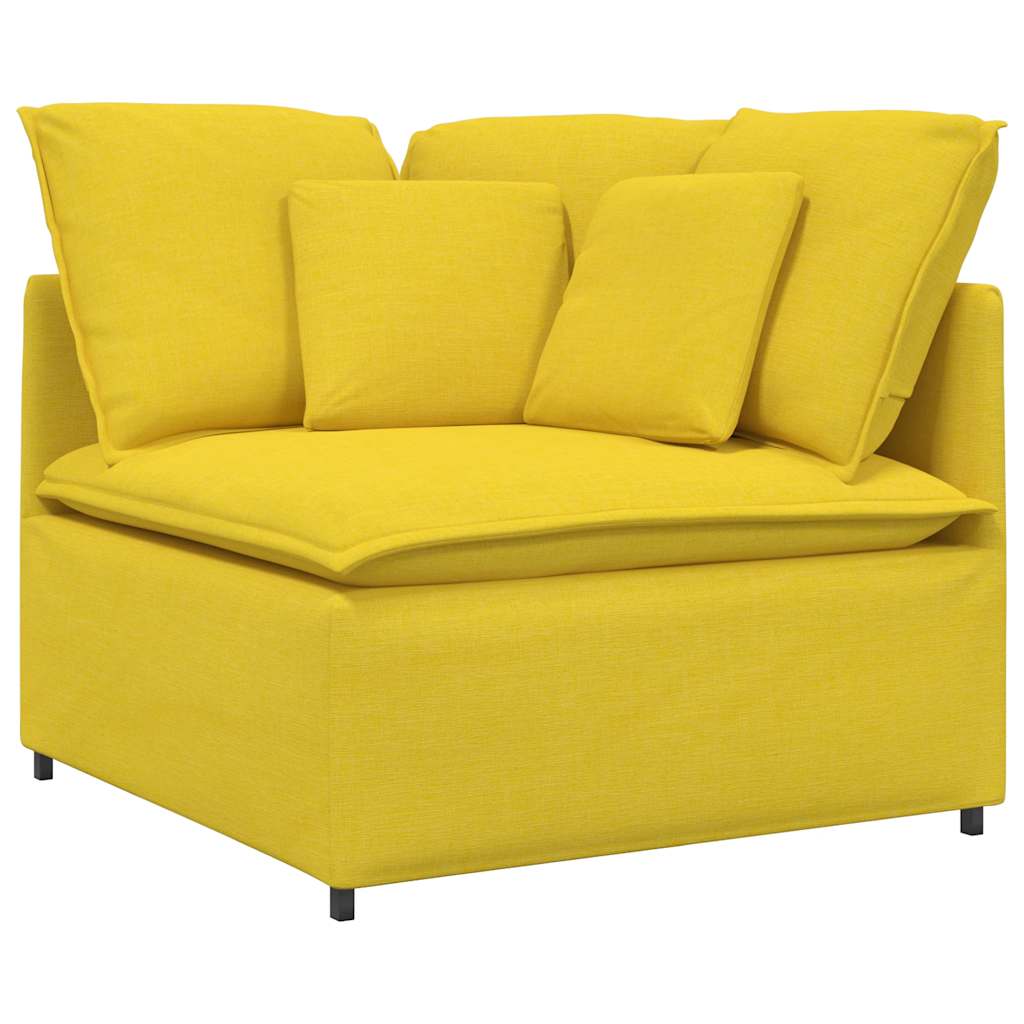 Sofá modular com almofadas tecido amarelo-claro