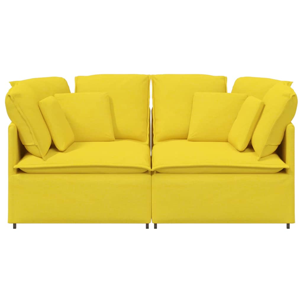 Sofá modular com almofadas tecido amarelo-claro