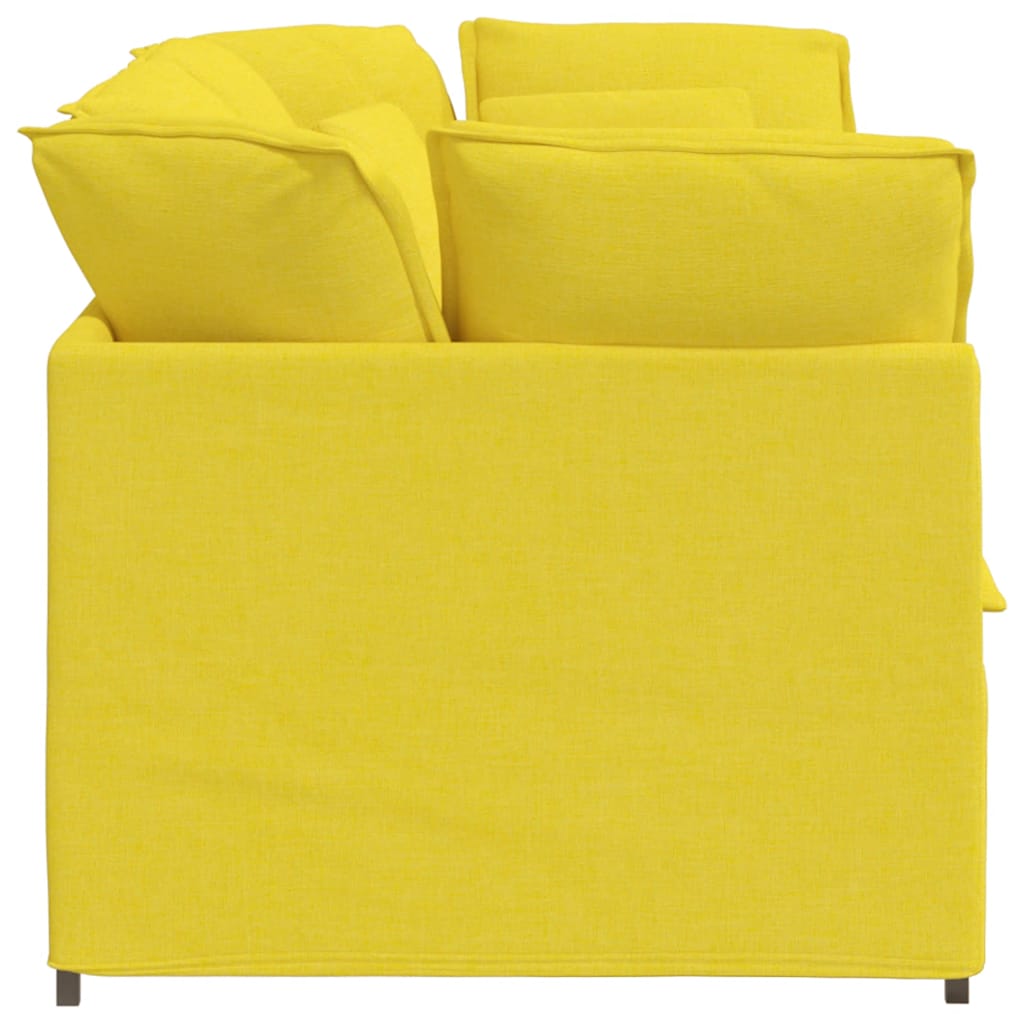 Sofá modular com almofadas tecido amarelo-claro
