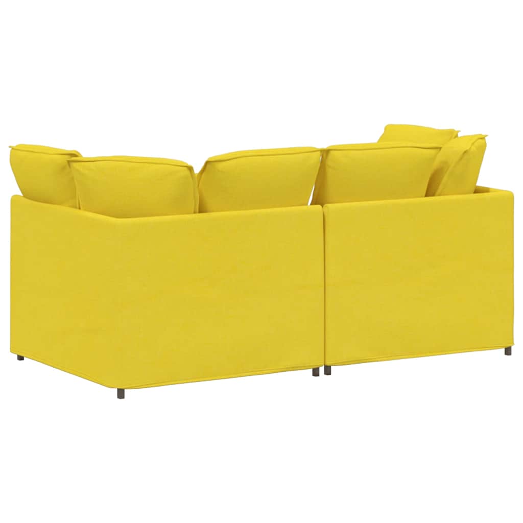 Sofá modular com almofadas tecido amarelo-claro