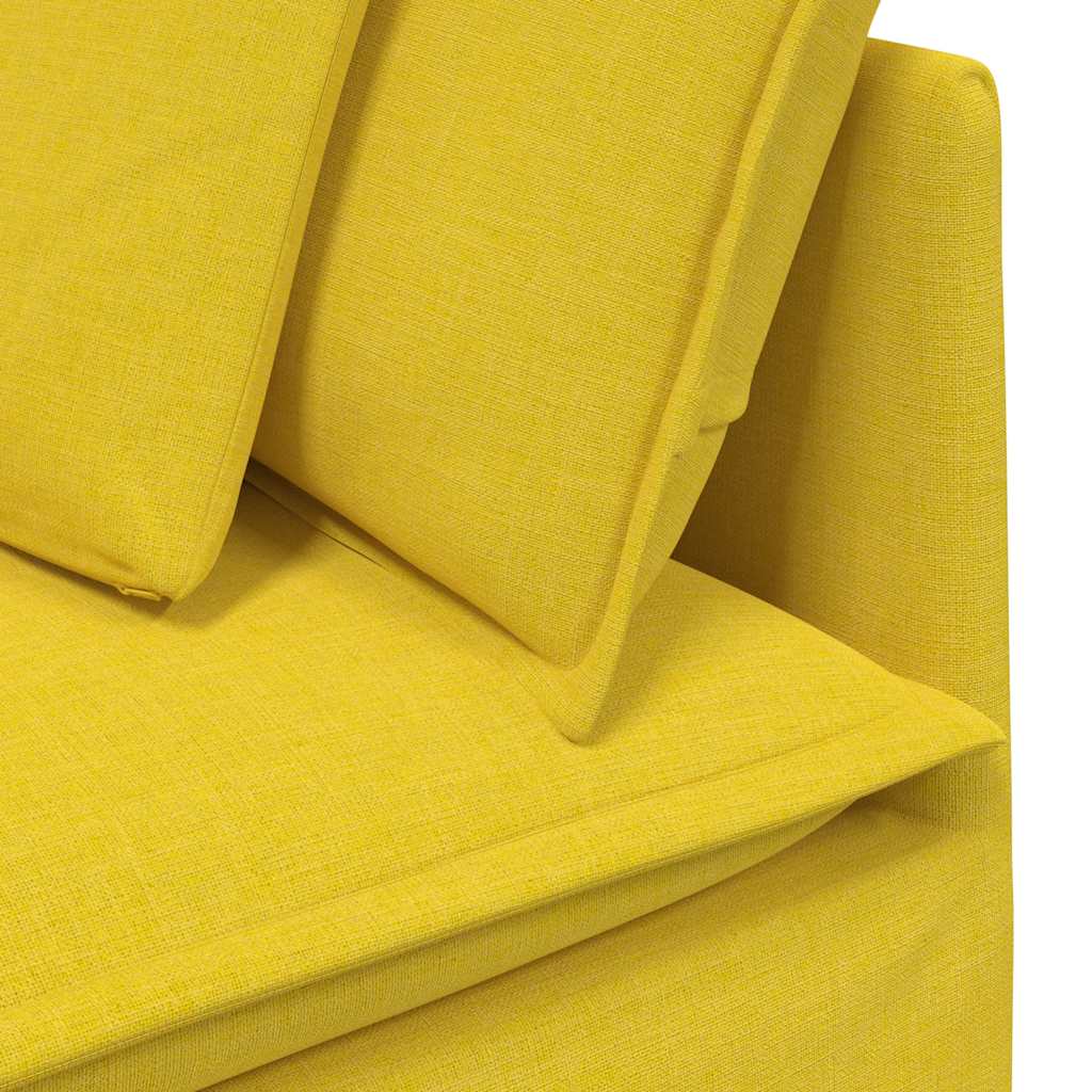 Sofá modular com almofadas tecido amarelo-claro