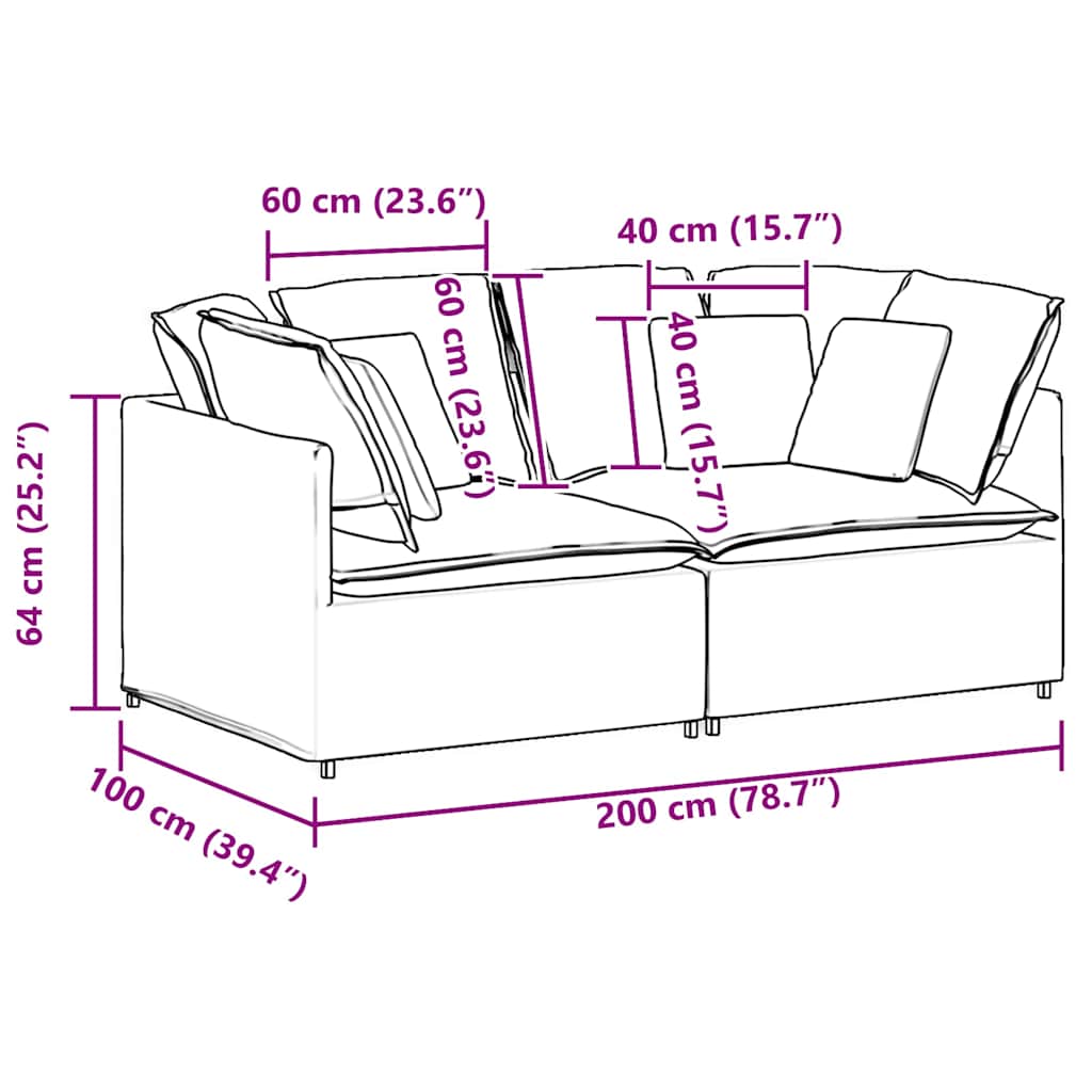 Sofá modular com almofadas tecido amarelo-claro