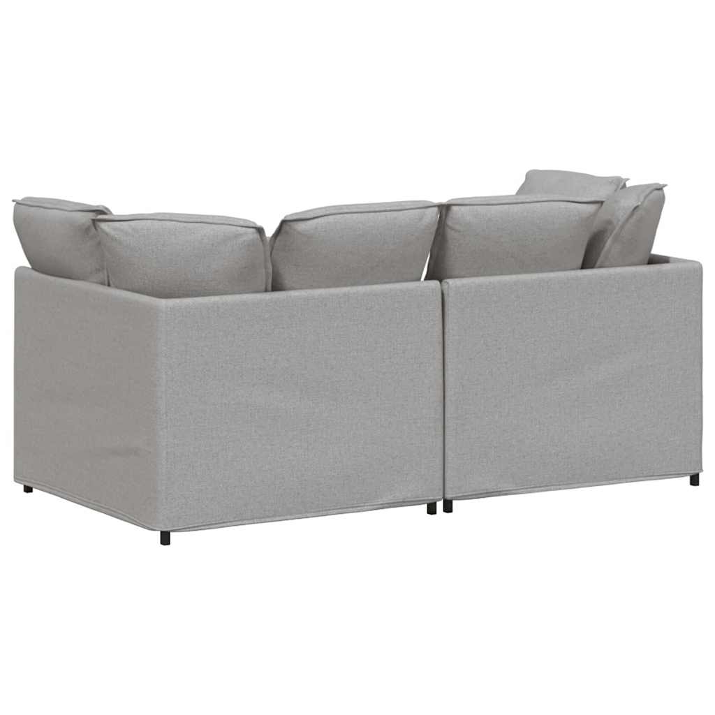 Sofá modular com almofadas tecido cinzento nublado