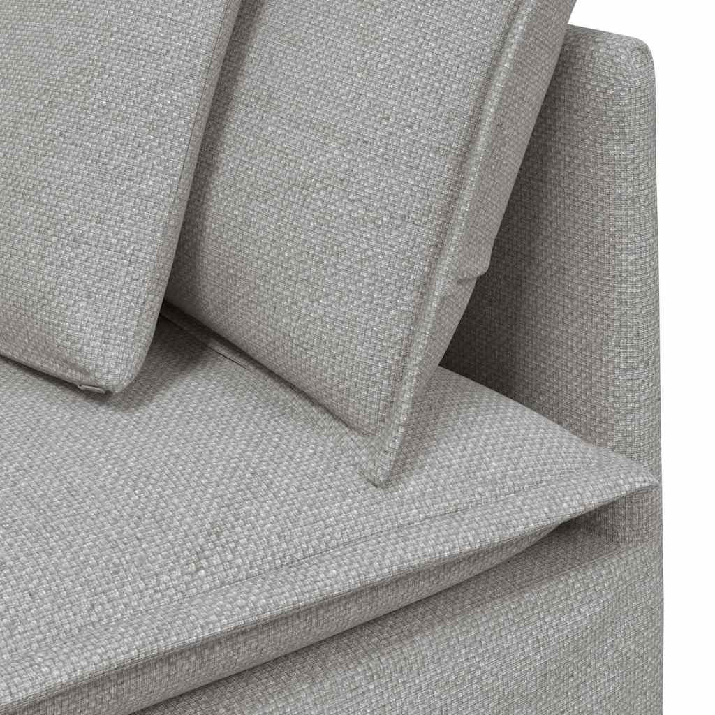 Sofá modular com almofadas tecido cinzento nublado