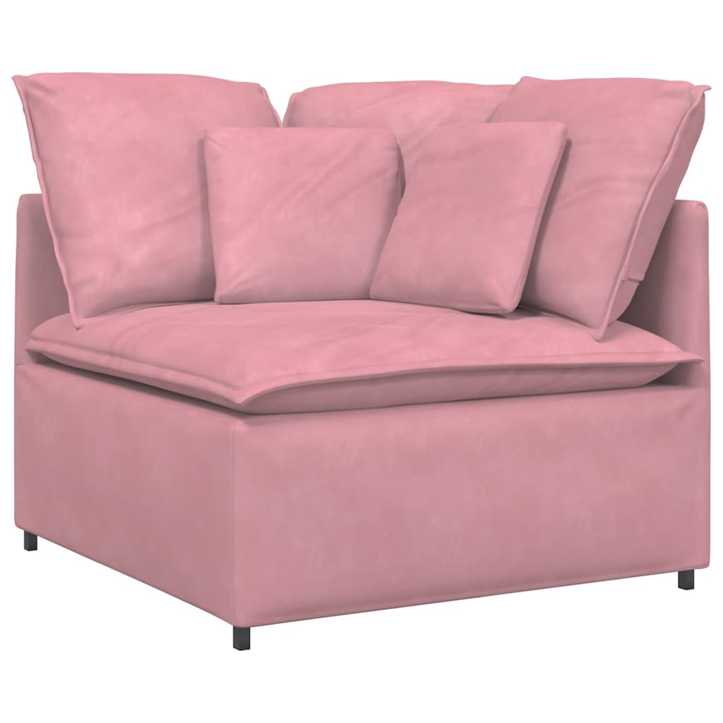 Sofá modular com almofadas veludo rosa