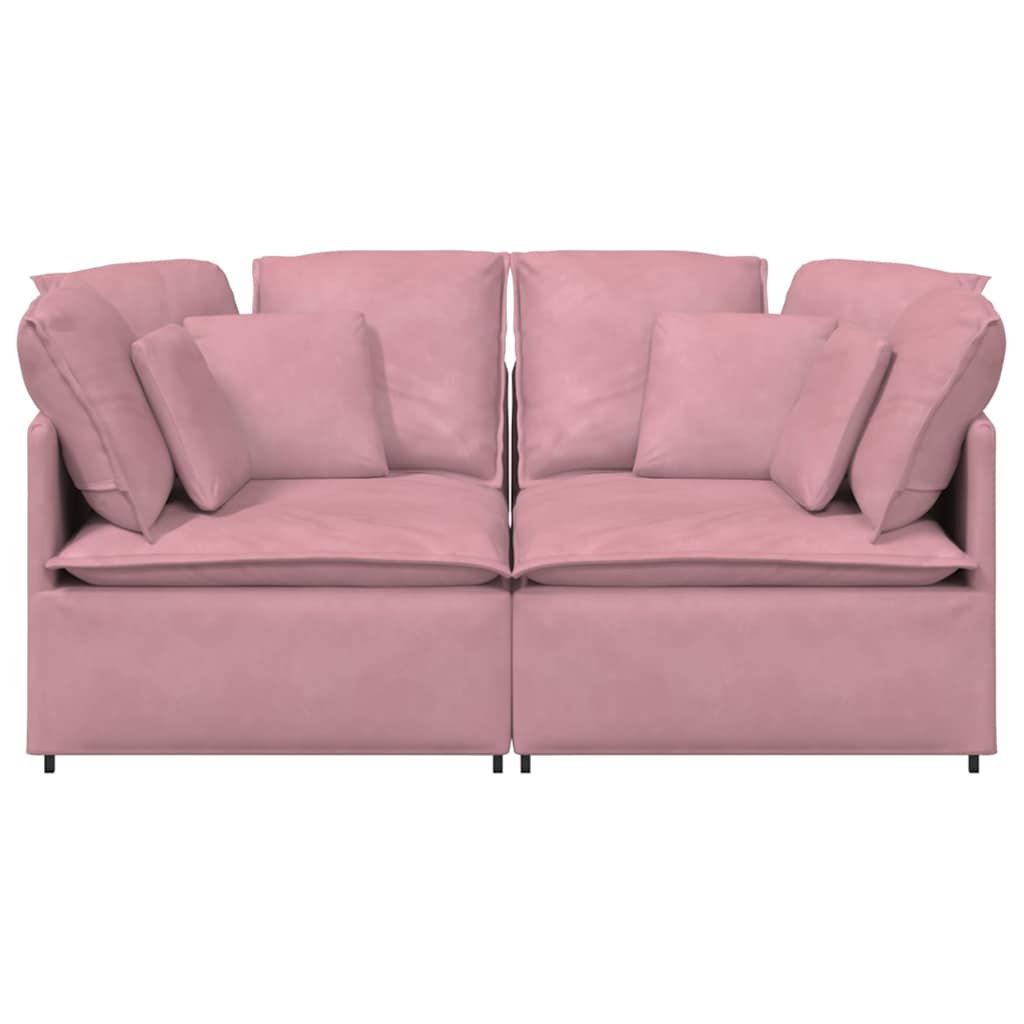 Sofá modular com almofadas veludo rosa