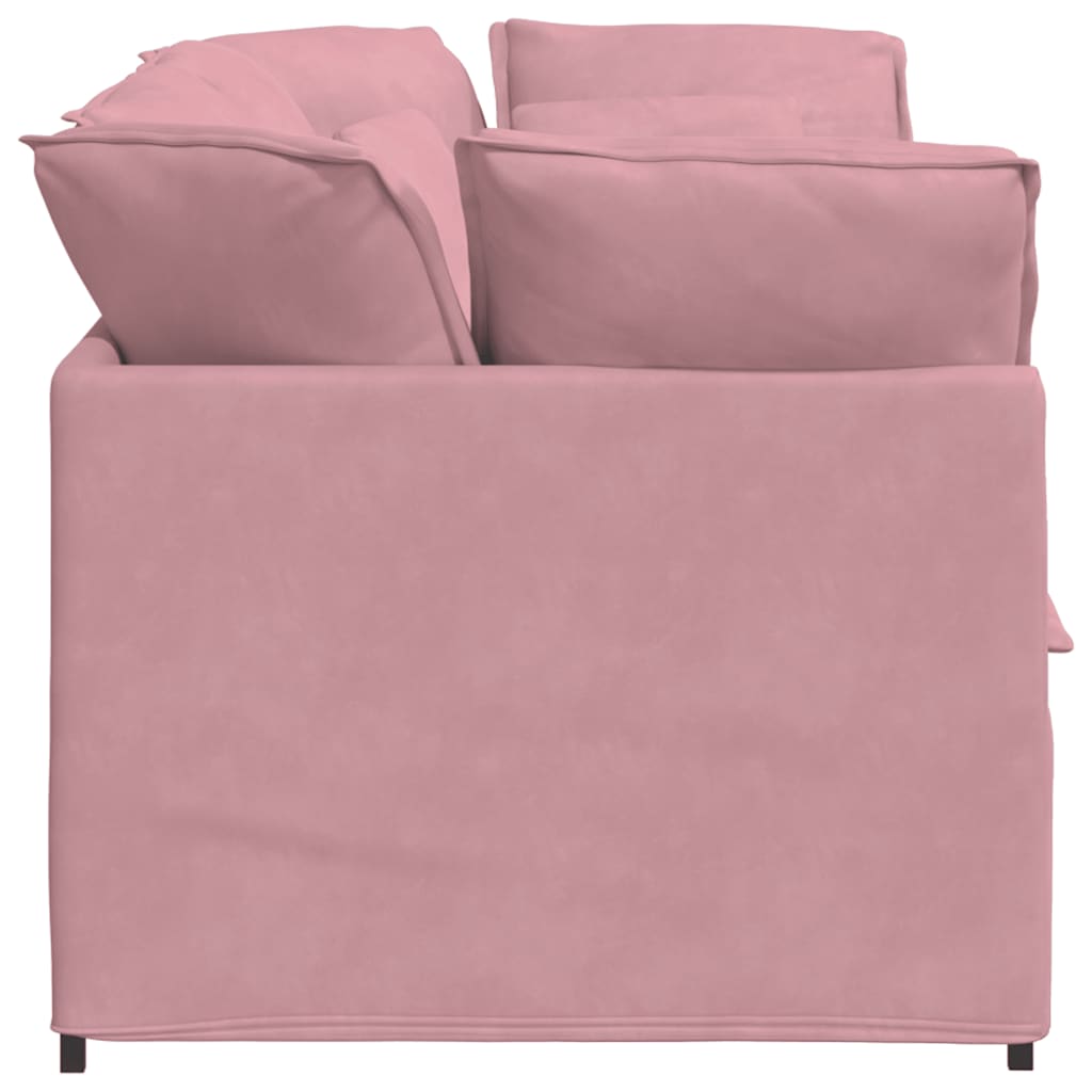 Sofá modular com almofadas veludo rosa