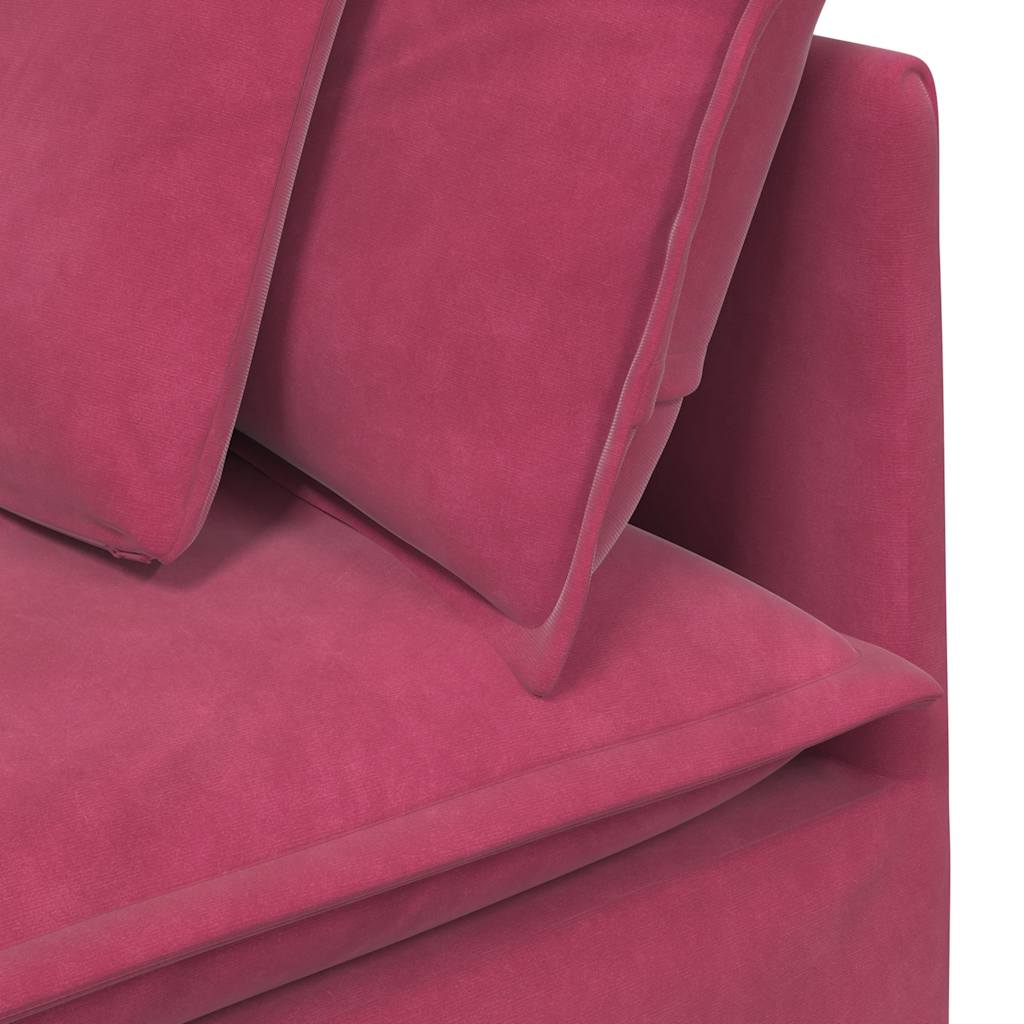 Sofá modular com almofadas veludo vermelho tinto