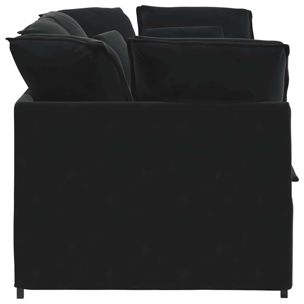 Sofá modular com almofadas veludo preto