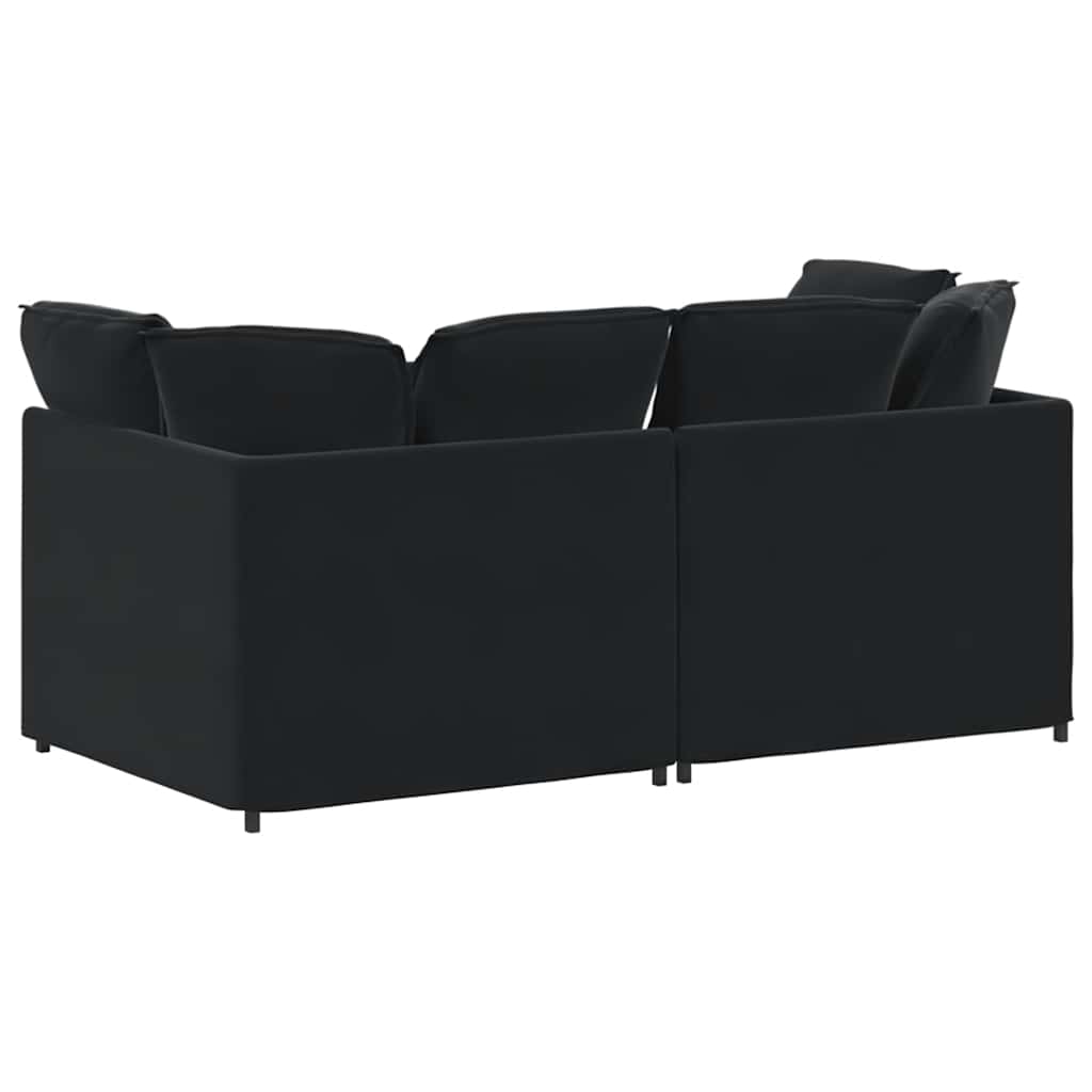 Sofá modular com almofadas veludo preto