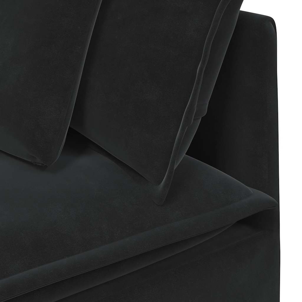 Sofá modular com almofadas veludo preto