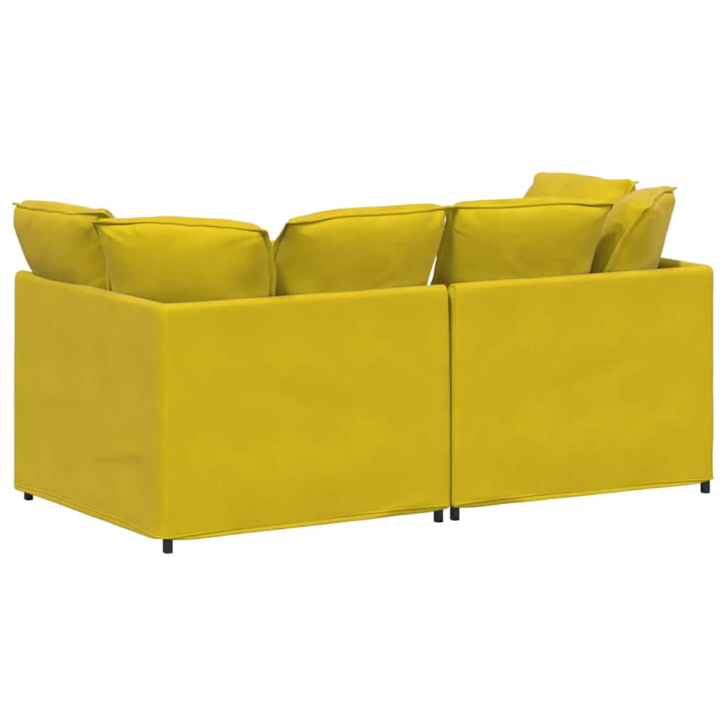 Sofá modular com almofadas veludo amarelo