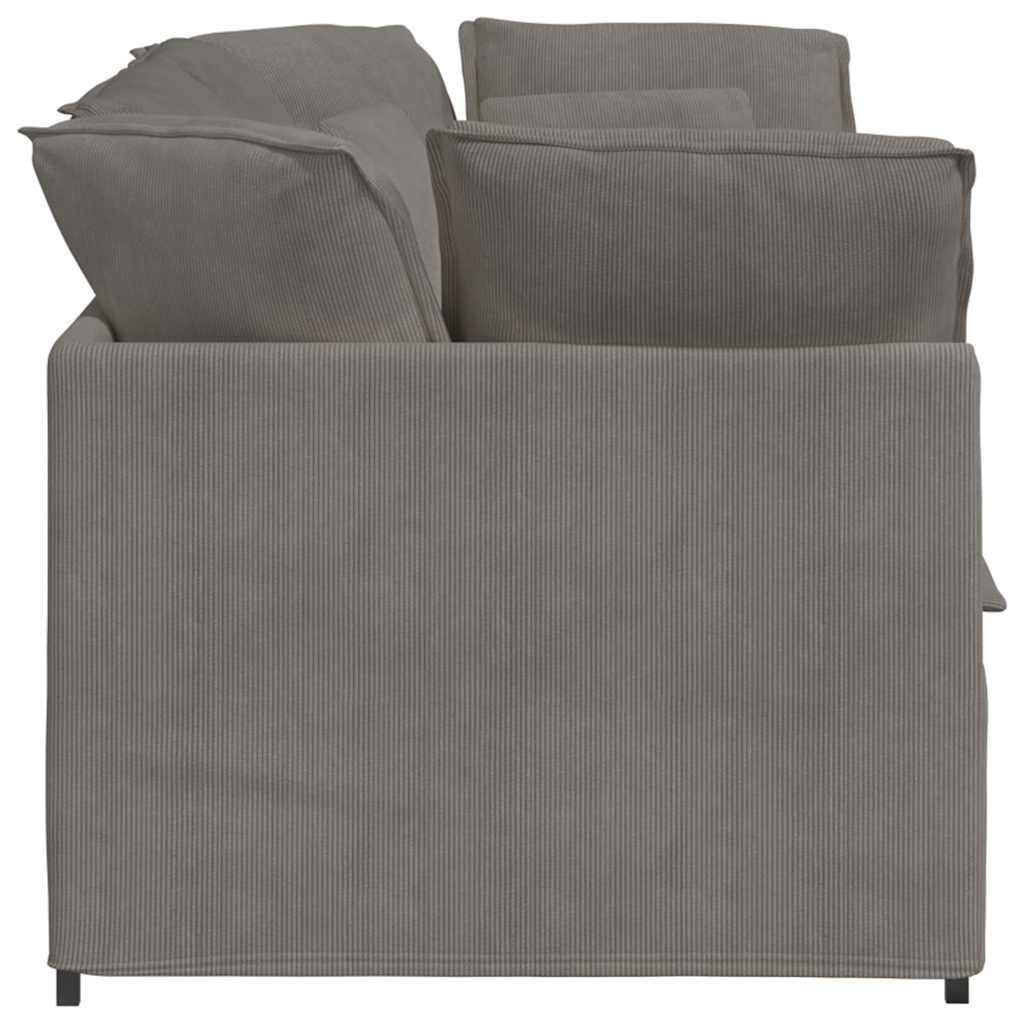 Sofá modular com almofadas tecido corduroy cinzento-claro