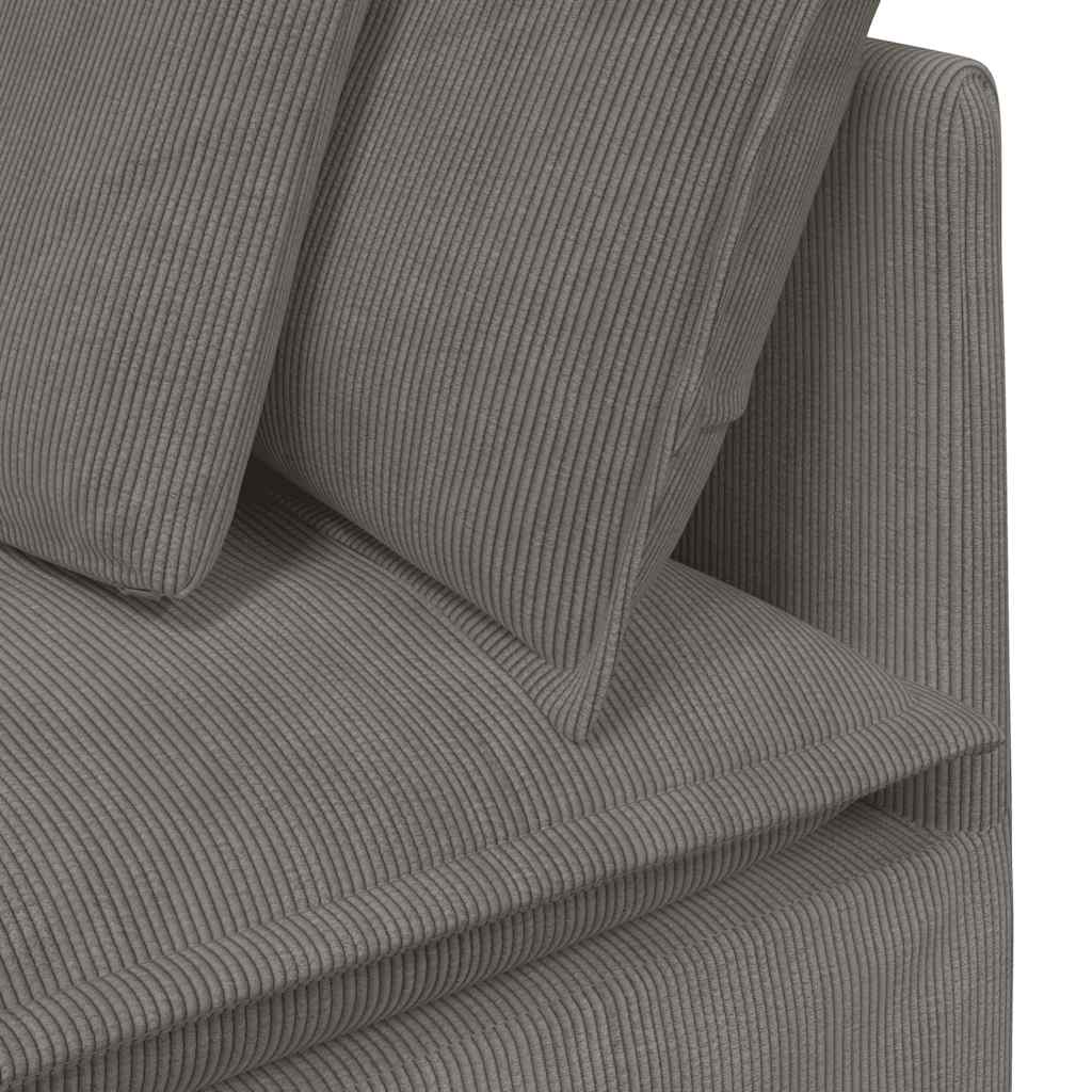 Sofá modular com almofadas tecido corduroy cinzento-claro