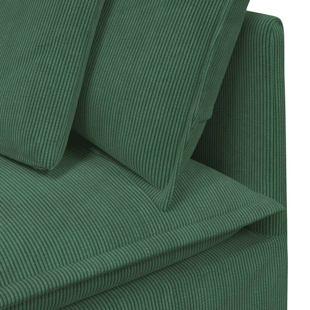 Sofá modular com almofadas tecido corduroy verde escuro