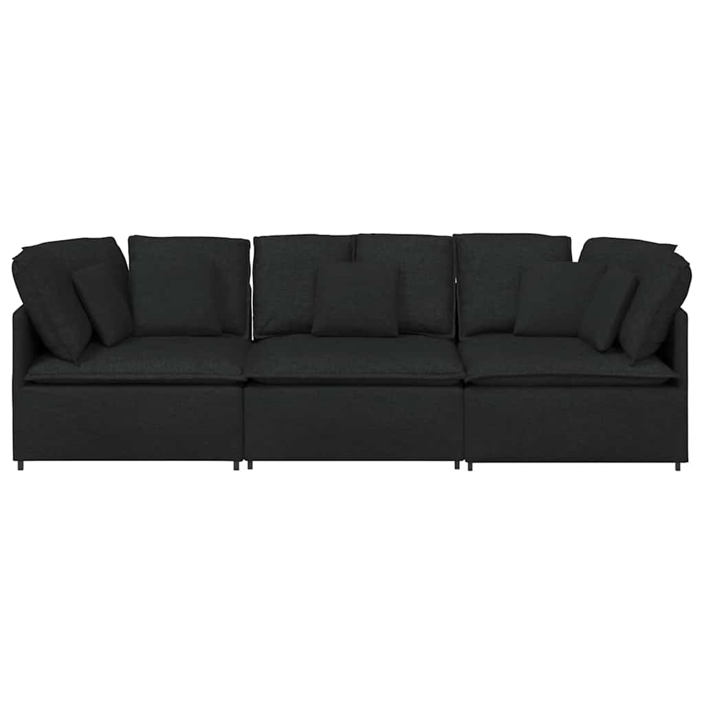 Sofá modular com almofadas tecido preto