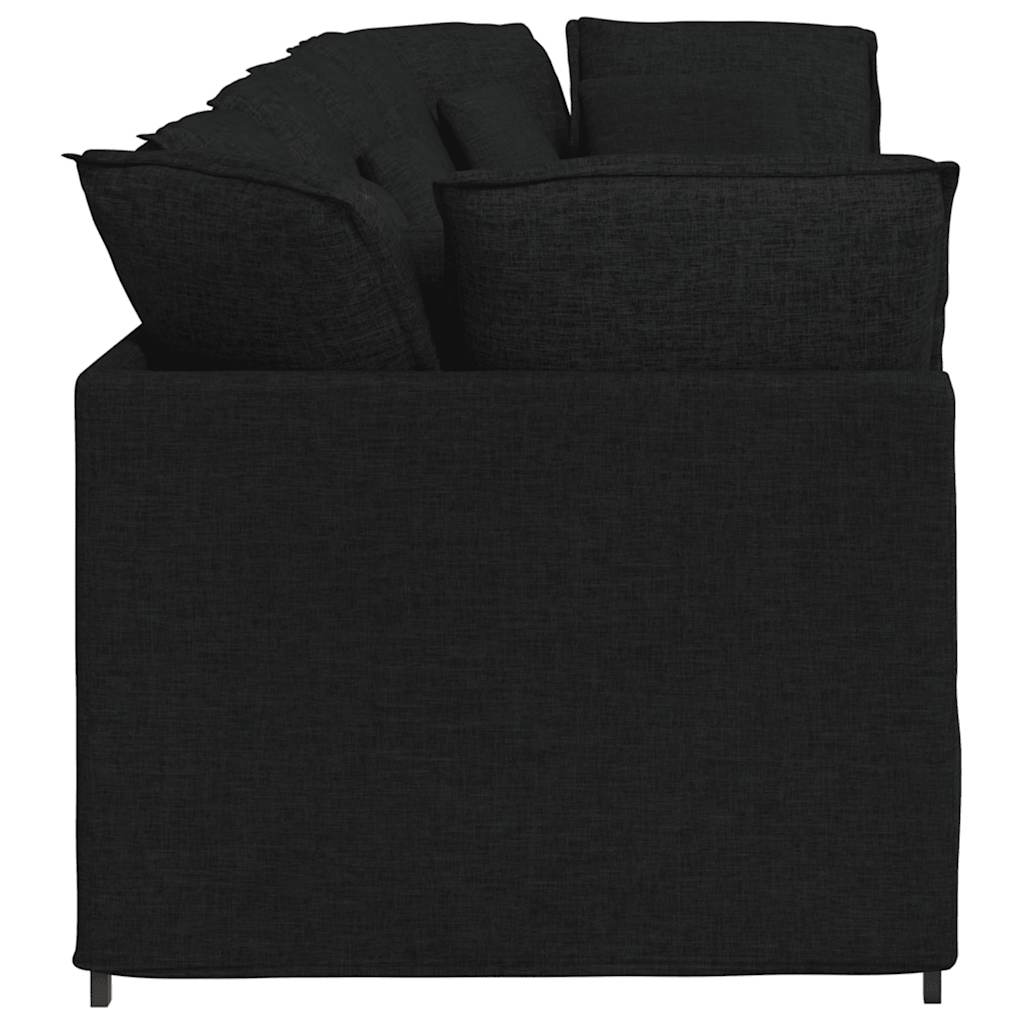 Sofá modular com almofadas tecido preto