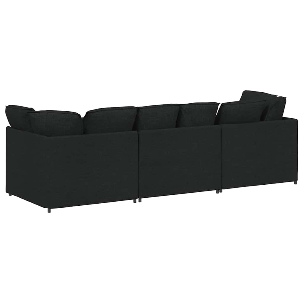 Sofá modular com almofadas tecido preto