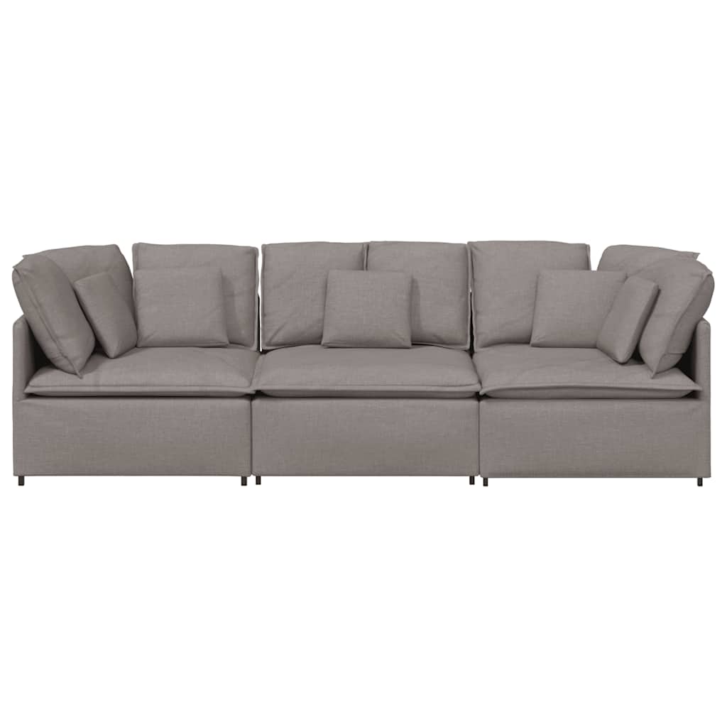 Sofá modular com almofadas tecido castanho-acinzentado