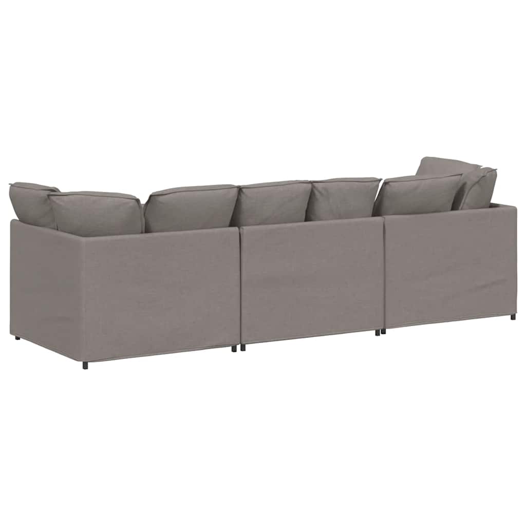 Sofá modular com almofadas tecido castanho-acinzentado