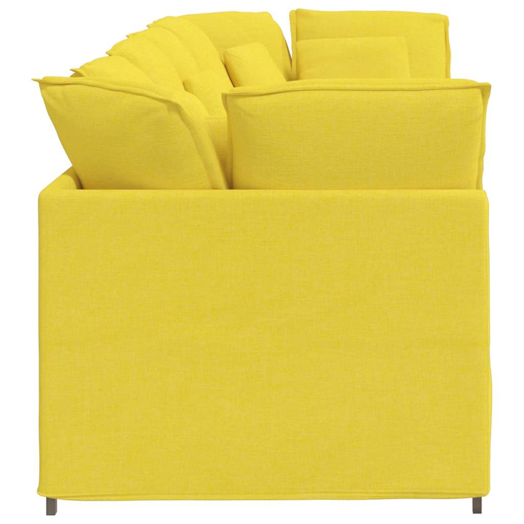 Sofá modular com almofadas tecido amarelo-claro