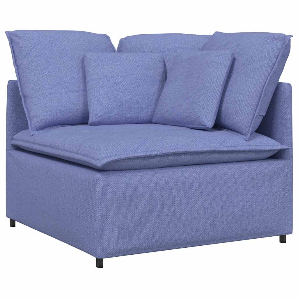 Sofá modular com almofadas tecido azul ganga