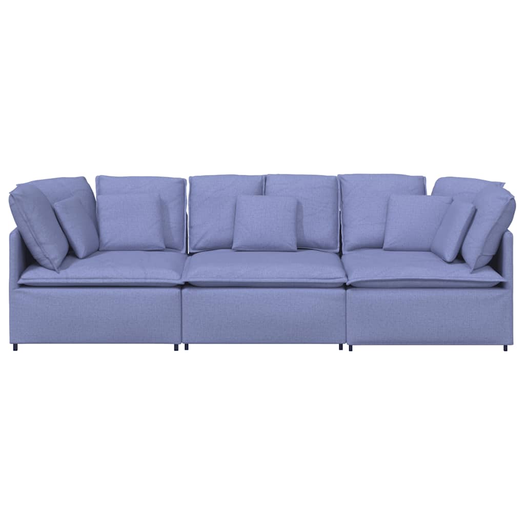 Sofá modular com almofadas tecido azul ganga