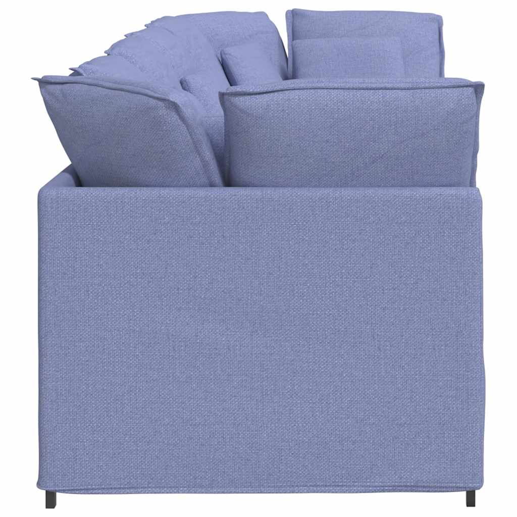 Sofá modular com almofadas tecido azul ganga